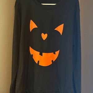 Black Sweatshirt with Orange Cat Face Design